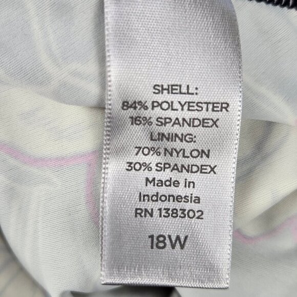 Avenue Size 18W Black White Pink Floral Pattern Tankini Top Handkerchief Hem - Picture 11 of 12